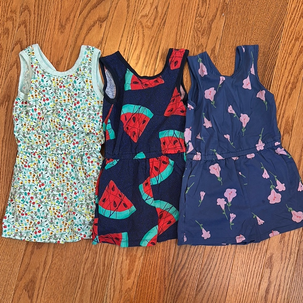 3 Tea Collection Rompers Reversible Size 7